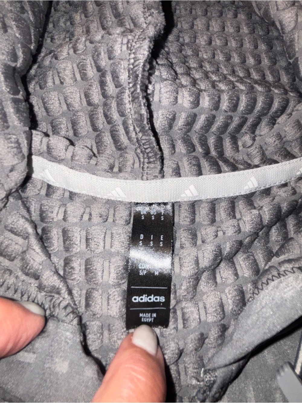 Adidas Gray Textured Hooded Quarter Zip Pullover Women’s Small Athletic - Picture 5 of 7